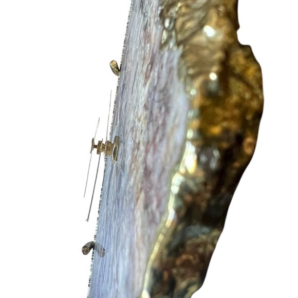 Amethyst Slab Desk or Wall Clock With Gold Edges & Detachable Stand 6.5”TX9.75” - Picture 6 of 12